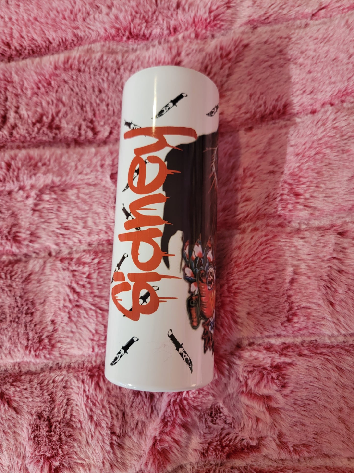 Scream Ghost Face Hello Sidney 20oz skinny tumbler.