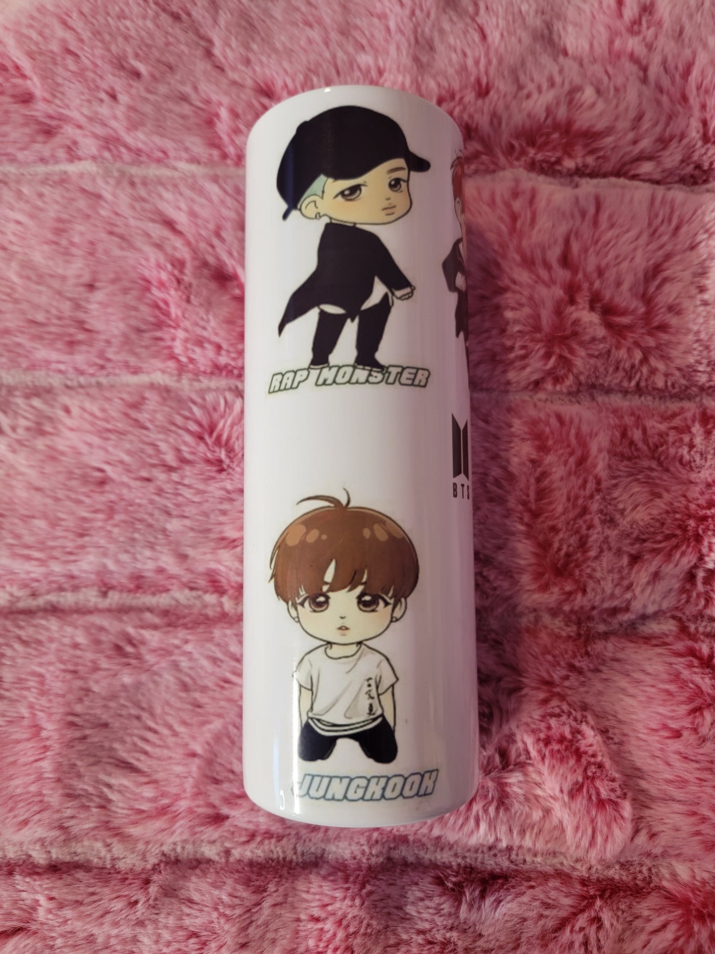 BTS Chibi characters 20oz skinny tumbler.