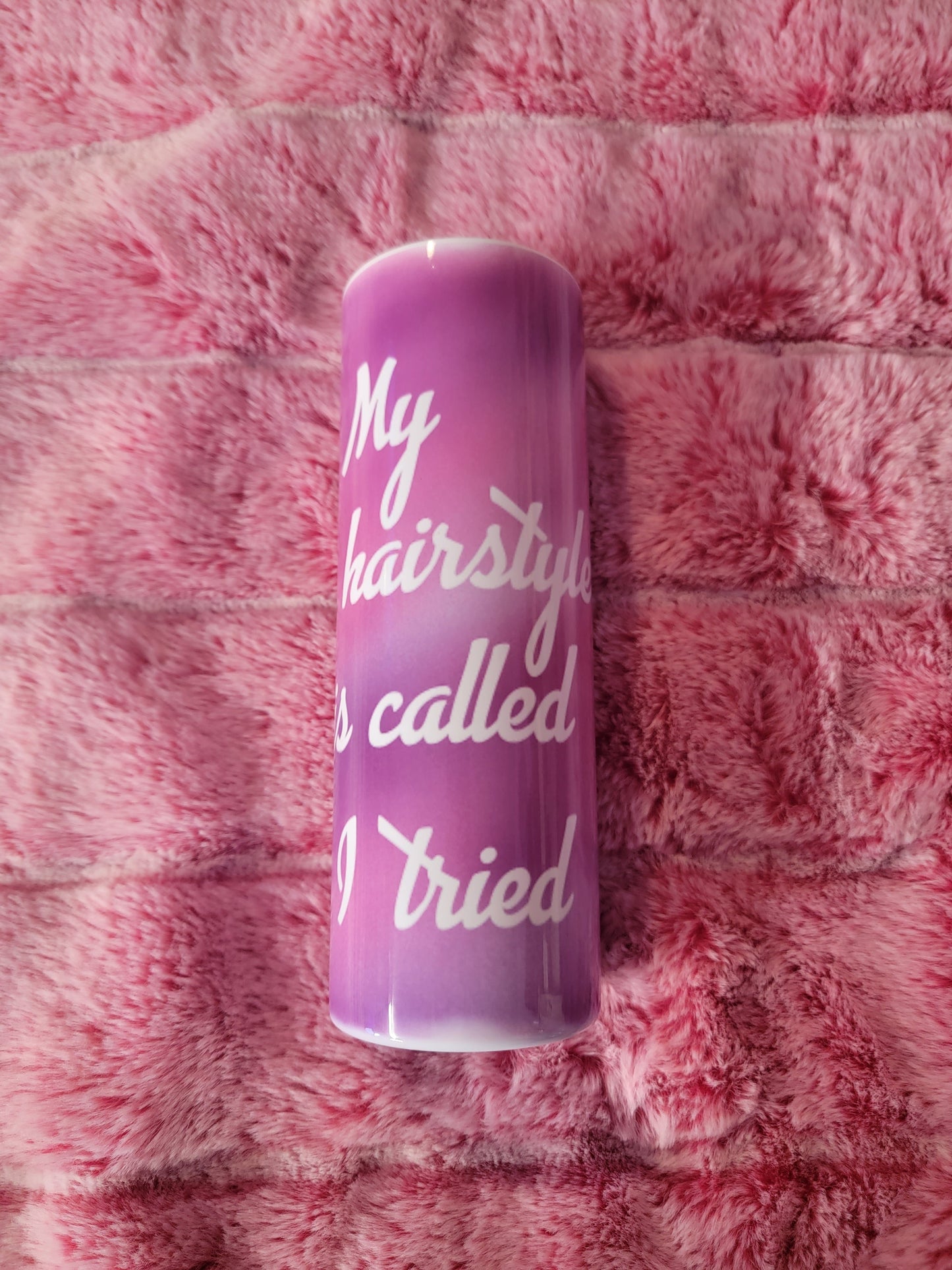 Mom Life Hairstyle 20oz skinny tumbler.