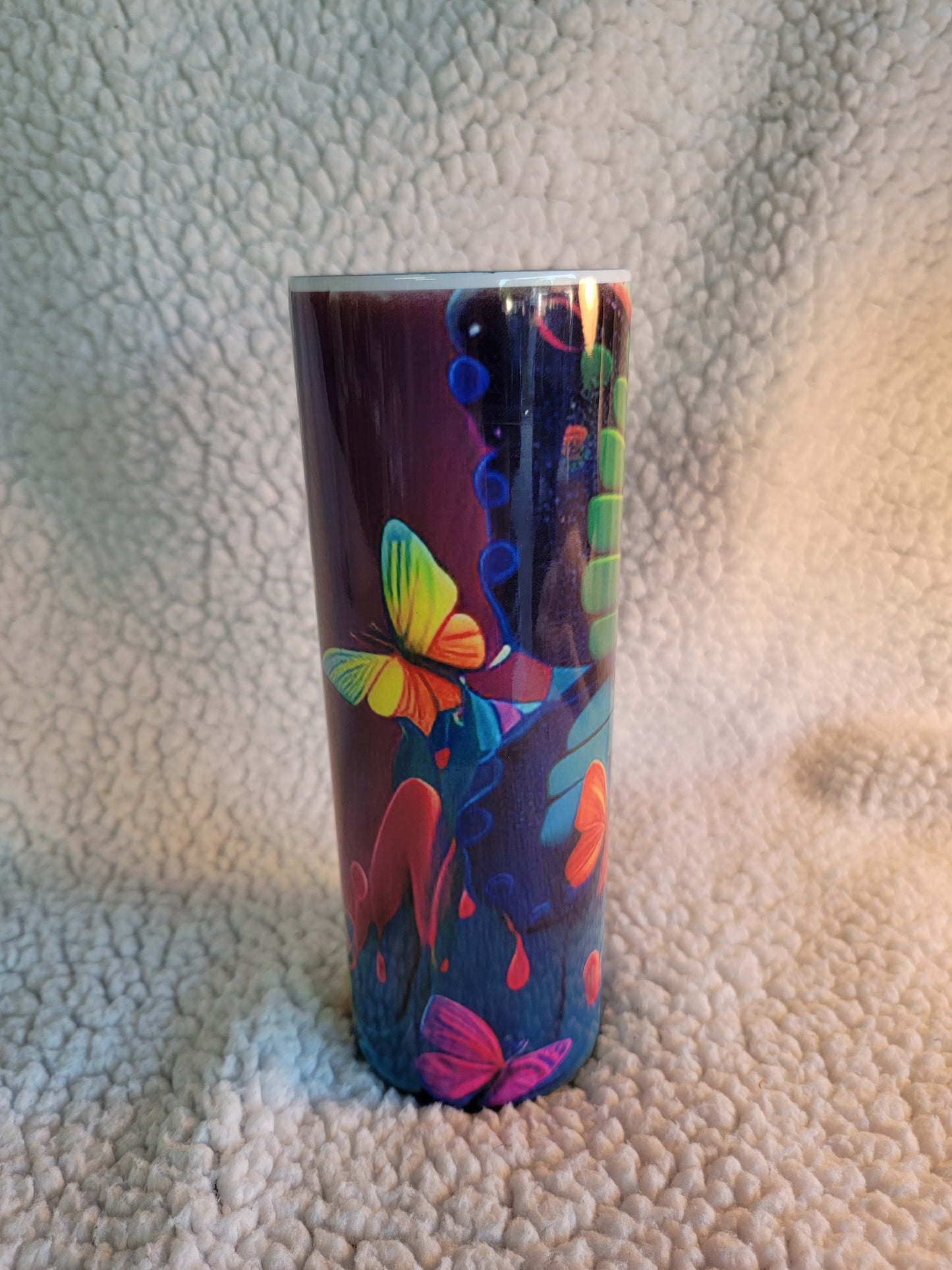 Vibrant Color Butterfly 20oz skinny tumbler