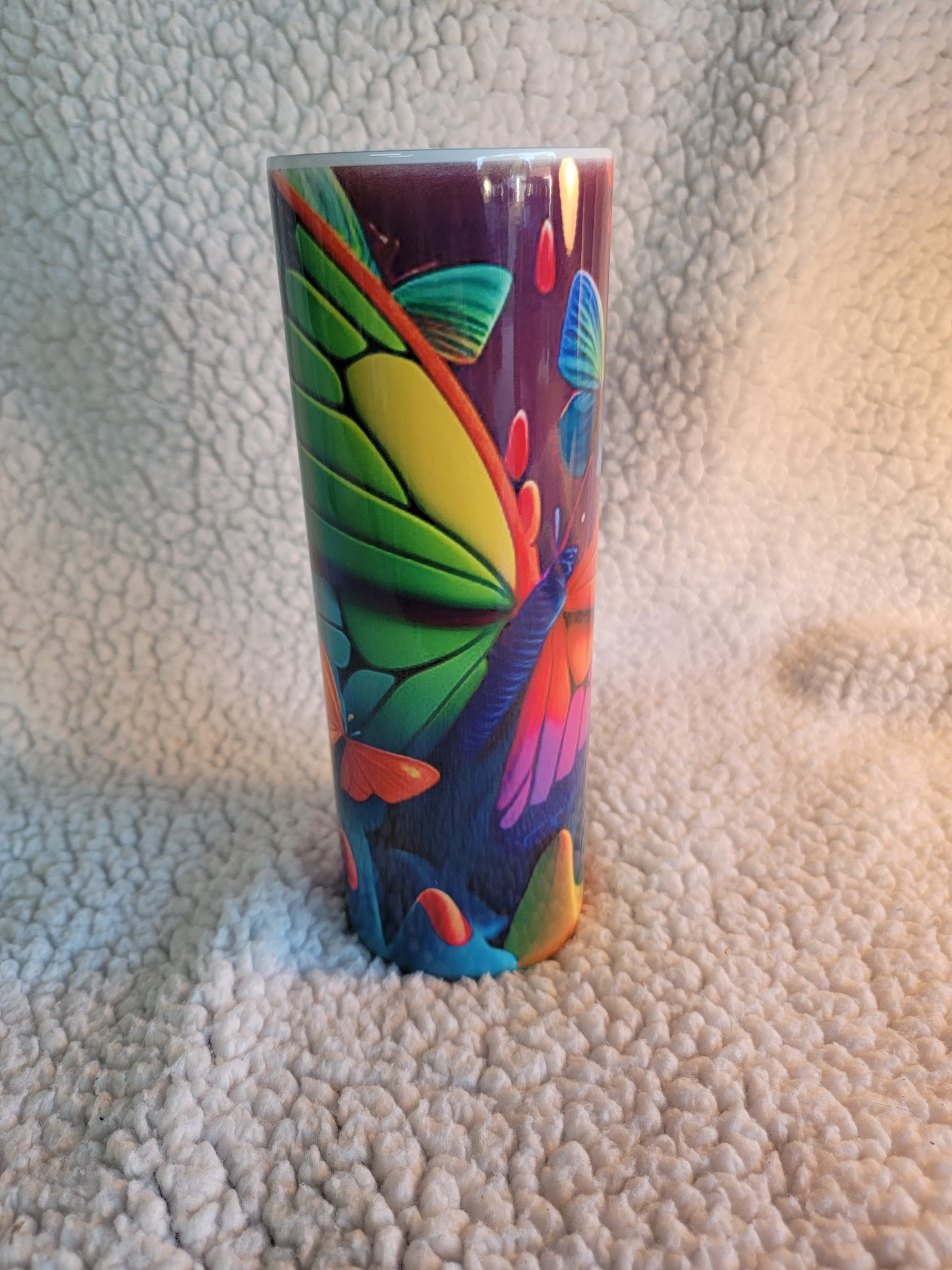 Vibrant Color Butterfly 20oz skinny tumbler
