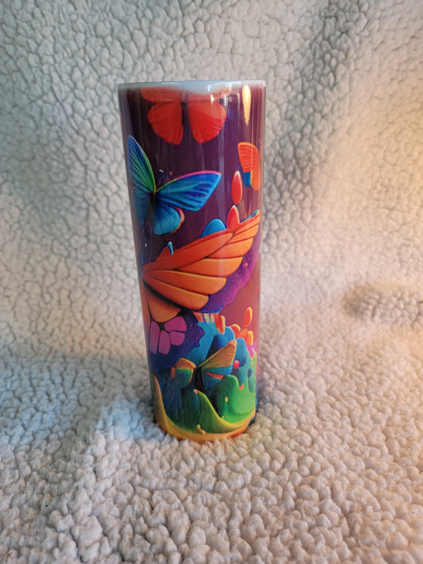 Vibrant Color Butterfly 20oz skinny tumbler