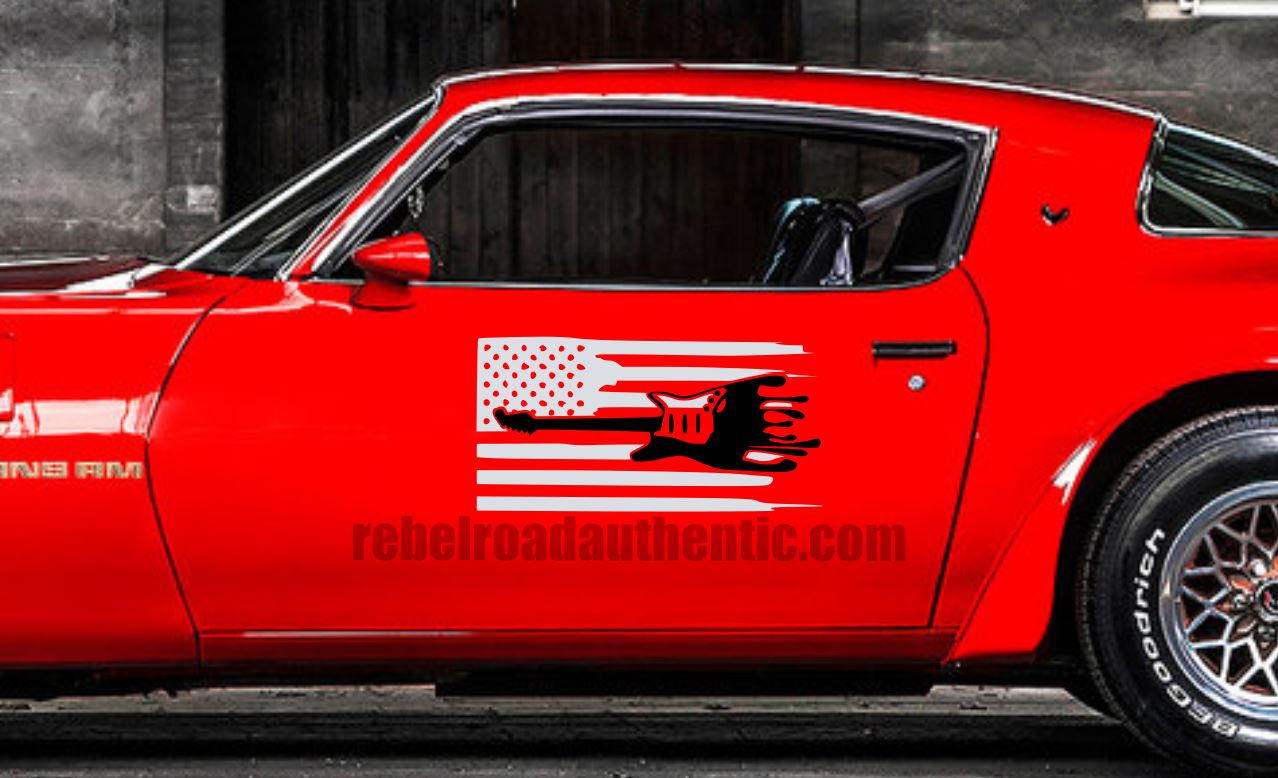 American Patriot Melting Guitar Custom Vinyl Decal