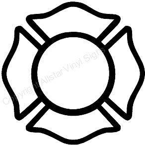 Open Maltese Cross Firefighter Vinyl Decal