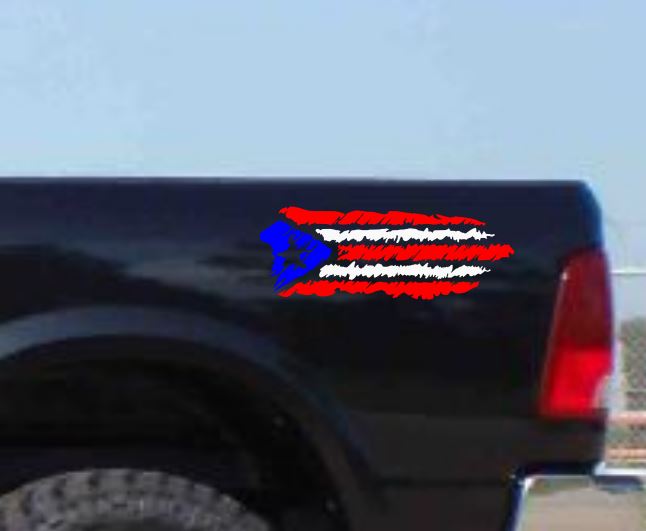 Distressed Puerto Rican Flag Vinyl Decal