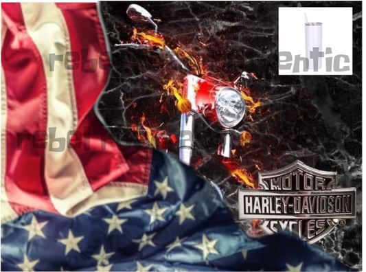 HD Hells Rider 20oz sublimination skinny tumbler.