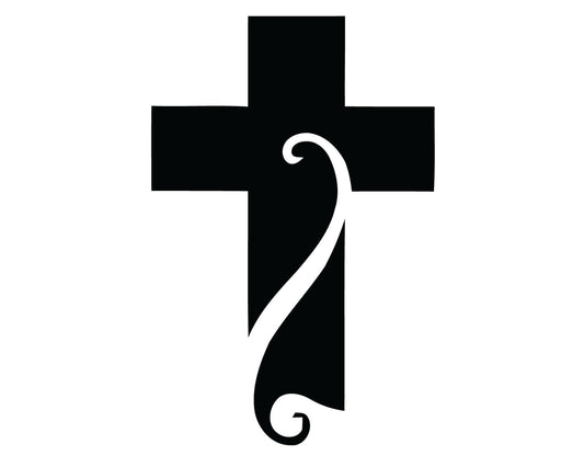 Cross with Subtle Wave Vinyl Decal – Minimalist Faith & Coastal Vibe