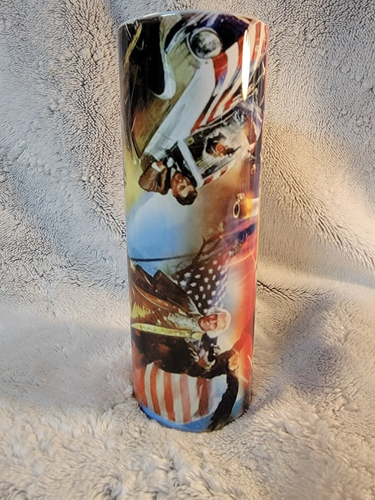 Trump at war 20oz sublimination skinny tumbler.