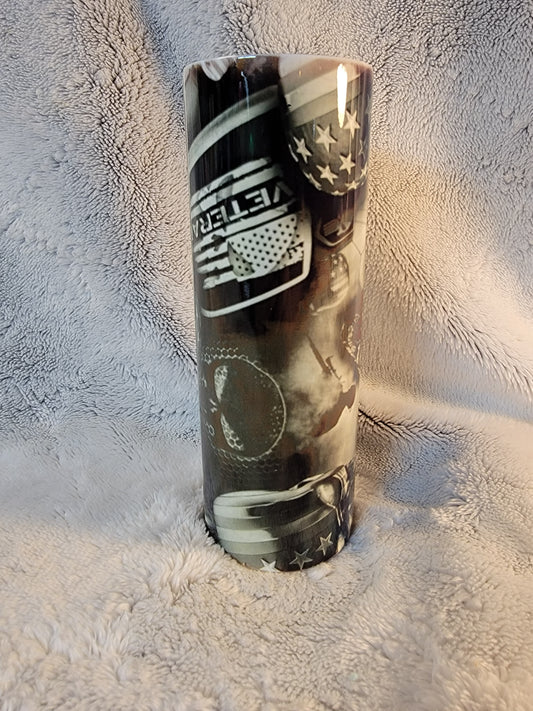 Veteran 20oz sublimination skinny tumbler.