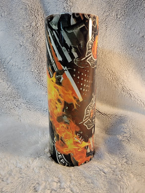 Thin Red Line Firefighter 20oz sublimination skinny tumbler.
