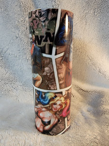 Harley Quinn comic pages 20oz sublimination skinny tumbler.
