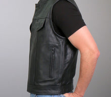 Load image into Gallery viewer, &#39;Flannel&#39; Motorcycle Club Style Conceal And Carry Leather Biker Vest