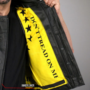 'Don't Tread On Me' Motorcycle Club Style Conceal And Carry Leather Biker Vest