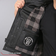 Load image into Gallery viewer, &#39;Flannel&#39; Motorcycle Club Style Conceal And Carry Leather Biker Vest