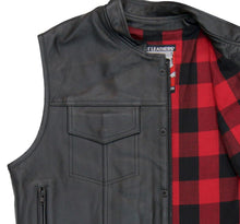 Load image into Gallery viewer, &#39;Flannel&#39; Motorcycle Club Style Conceal And Carry Leather Biker Vest