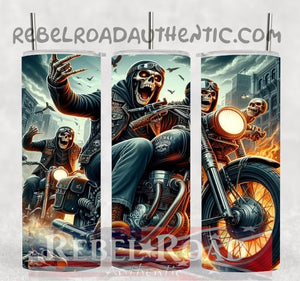 Hell Rider 20oz sublimination skinny tumbler Customizable Options Available.