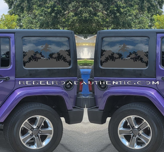 Jeep Paradise Palm Island Full Size Window Decals (Pair)