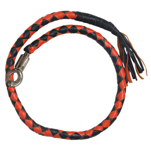 Genuine Leather ‘GET BACK WHIP’ BLACK AND ORANGE LEATHER WHIP