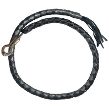 Load image into Gallery viewer, Genuine Leather ‘GET BACK WHIP’ BLACK AND SILVER LEATHER WHIP
