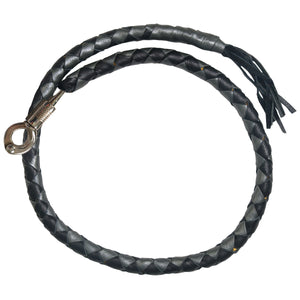 Genuine Leather ‘GET BACK WHIP’ BLACK AND SILVER LEATHER WHIP