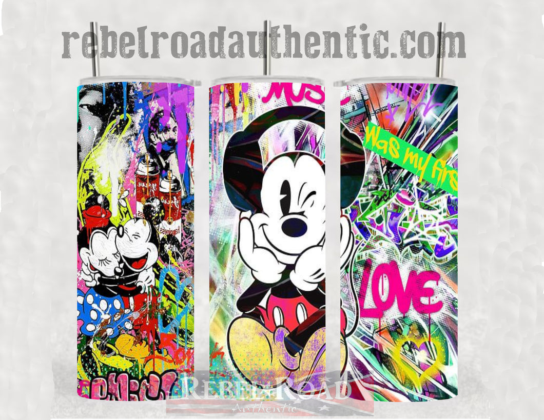 Mickey Mouse Music Was my First Love 20oz sublimination skinny tumbler Customizable Options Available.