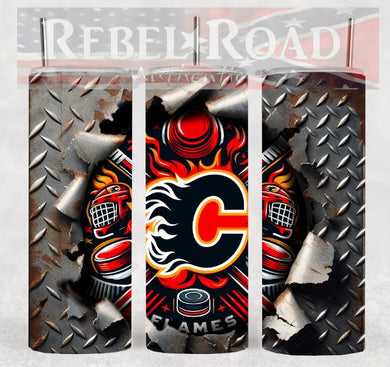 NHL Calgary Flames 20oz sublimination skinny tumbler Customizable Options Available.