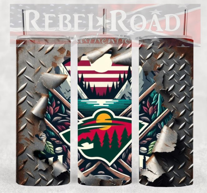 NHL Minnesota Wild 20oz sublimination skinny tumbler Customizable Options Available.