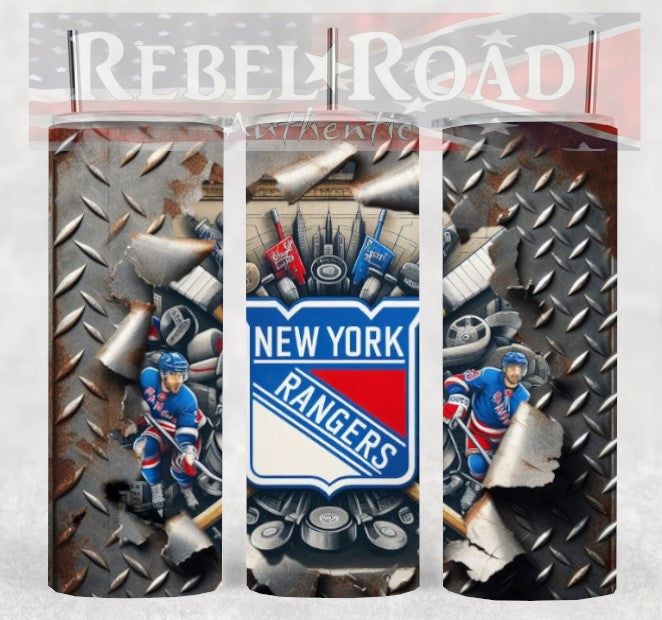 NHL NY Rangers 20oz sublimination skinny tumbler Customizable Options Available.