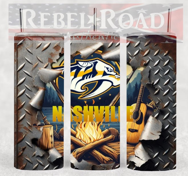 NHL Nashville Predators 20oz sublimination skinny tumbler Customizable Options Available.