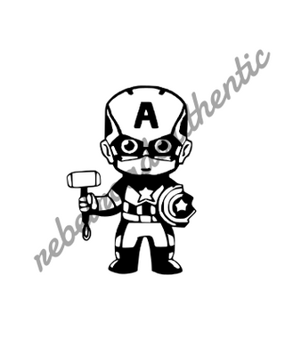 Captain America Boy With Thor Hammer Character Vinyl Decal