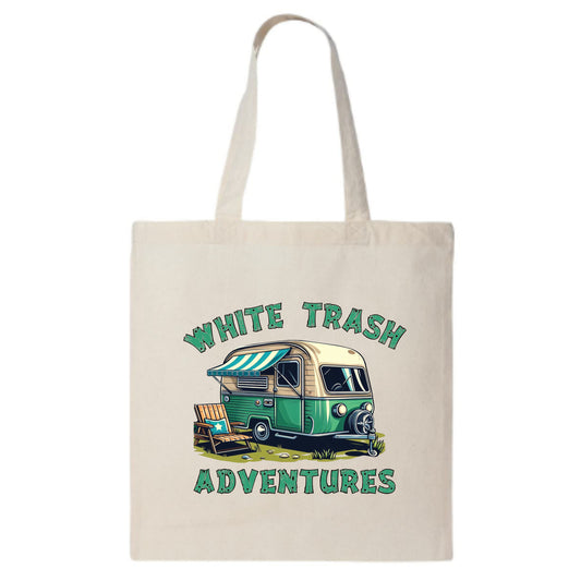 White Trash Adventures Canvas Tote Bag – Yard Sale & Flea Market Ready!