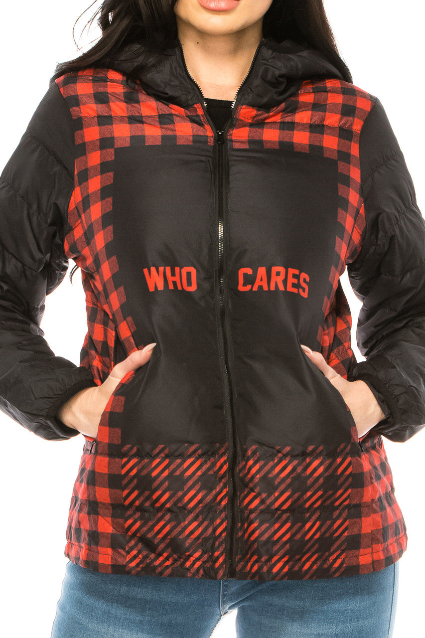 Women's Plaid Winter Puffer Down Jacket