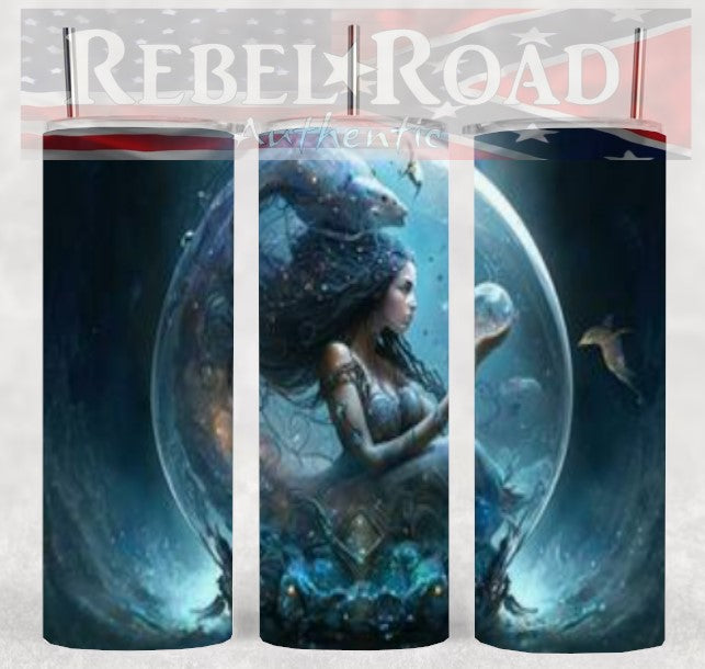 Zodiac Aquarius 20oz sublimination skinny tumbler Customizable Options Available.