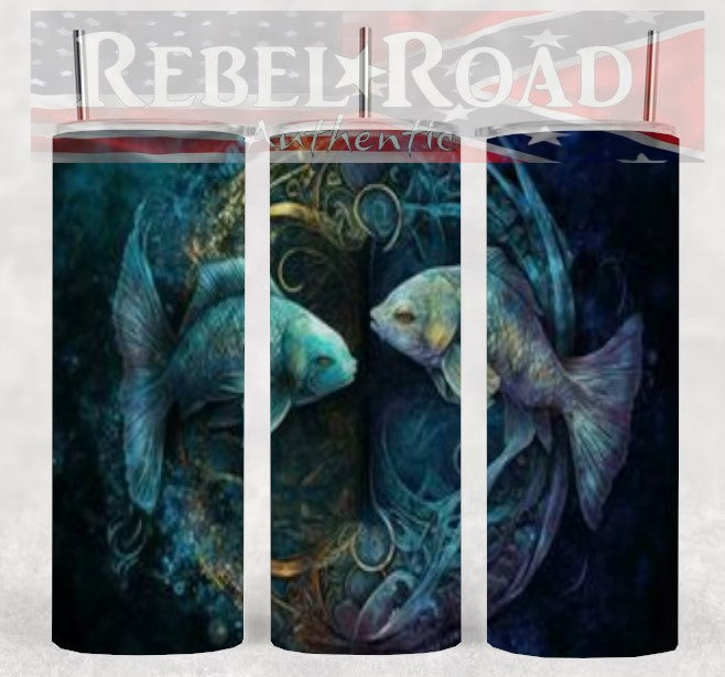 Zodiac Pisces 20oz sublimination skinny tumbler Customizable Options Available.