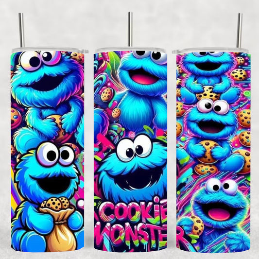 Cookie Monster 20 oz Skinny Tumbler – Insulated Stainless Steel Cup for Hot & Cold Drinks