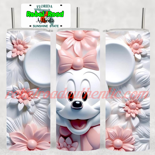 3D Minnie 20oz sublimination skinny tumbler Customizable Options Available.