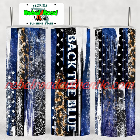 Back The Blue 20oz sublimination skinny tumbler Customizable Options Available.