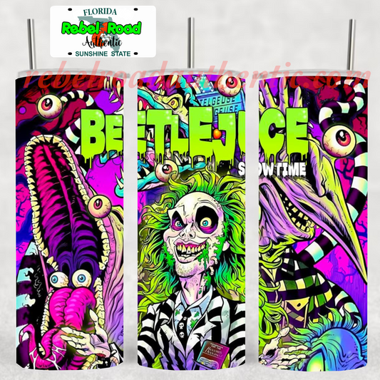 Beetlejuice Pop Art 20oz sublimination skinny tumbler Customizable Options Available.