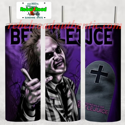 Beetlejuice Finger 20oz sublimination skinny tumbler Customizable Options Available.