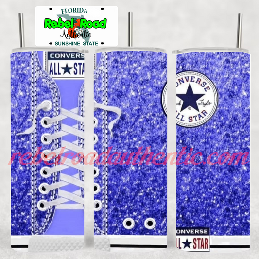 Blue Converse 20oz sublimination skinny tumbler Customizable Options Available.