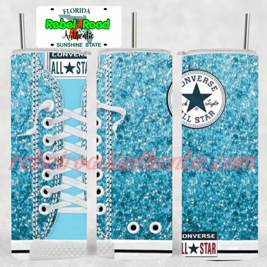 Teal Converse 20oz sublimination skinny tumbler Customizable Options Available.