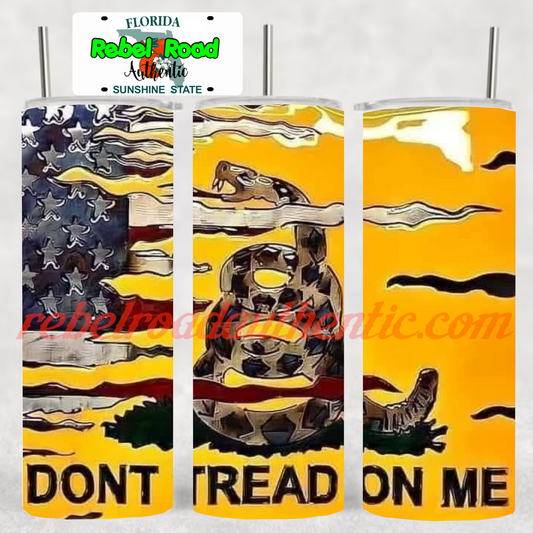 Don't Tread On Me US Flag 20oz sublimination skinny tumbler Customizable Options Available.