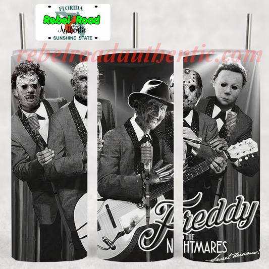 Freddy and the nightmares 20oz sublimination skinny tumbler Customizable Options Available.
