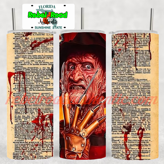 Freddy Newspaper 20oz sublimination skinny tumbler Customizable Options Available.