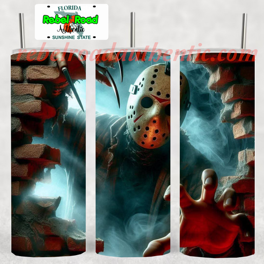 Jason Brick Wall 20oz sublimination skinny tumbler Customizable Options Available.