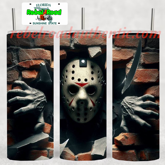 Jason Brick Wall v2 20oz sublimination skinny tumbler Customizable Options Available.