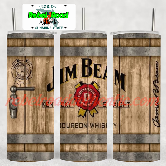 Jim Beam Wood Barrel 20oz sublimination skinny tumbler Customizable Options Available.
