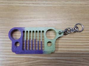 Multicolor Purple/Green Jeep Grill Key Chain