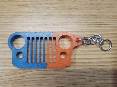 Multicolor Blue/Orange Jeep Grill Key Chain