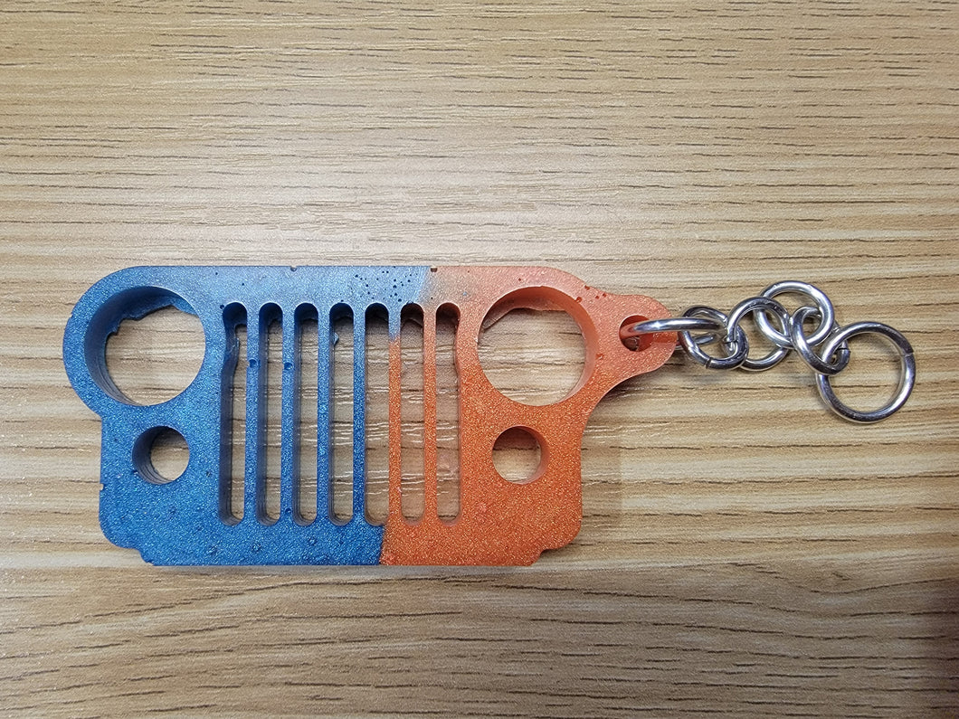 Multicolor Blue/Orange Jeep Grill Key Chain